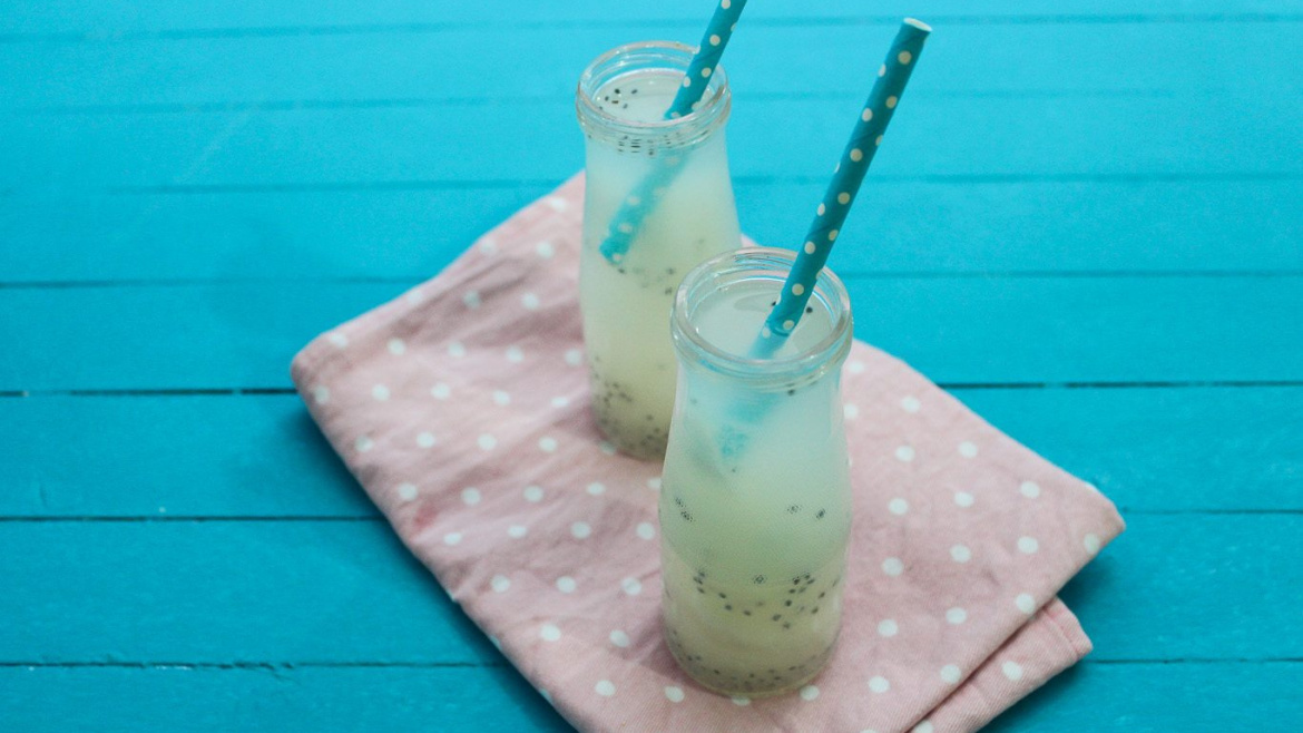Soursop and Basil Seeds Mocktail