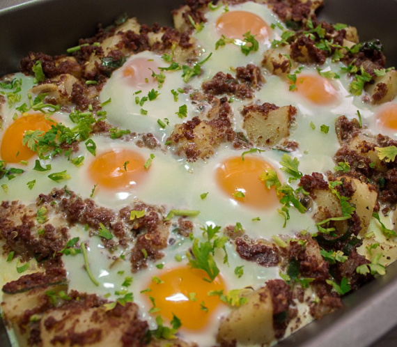 Corned Beef Potatoes and Eggs