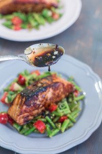 Honey Garlic Salmon with Warm Chopped Asparagus Salad
