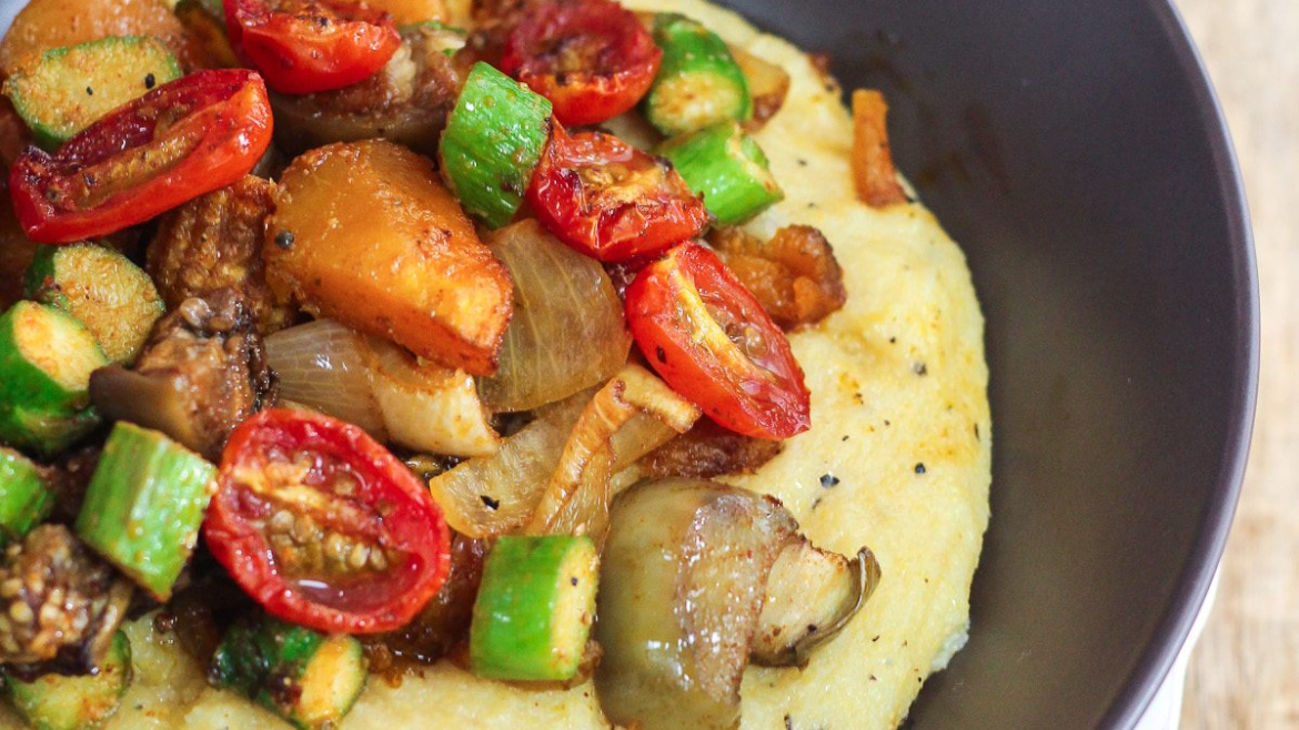 Grilled Vegetables with Parmesan Polenta