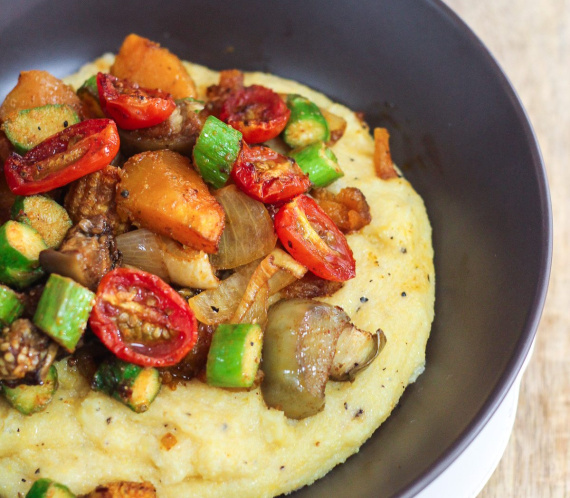Grilled Vegetables with Parmesan Polenta