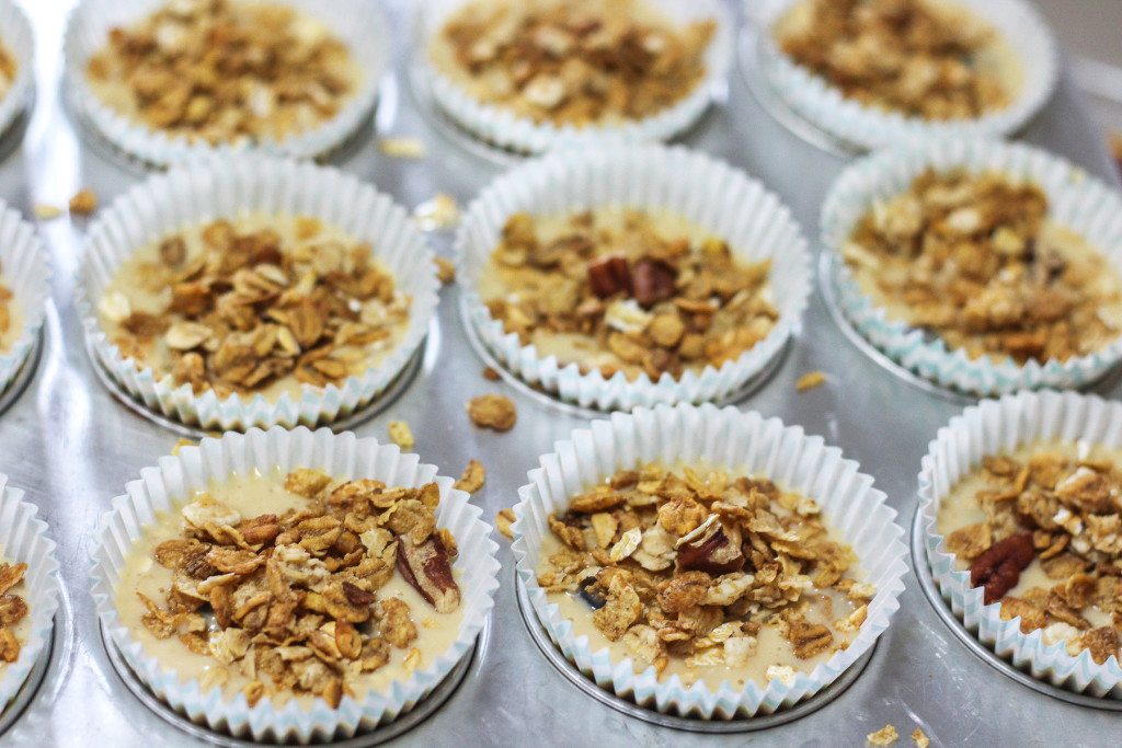 Blueberry Oatmeal Muffins with Granola Topping