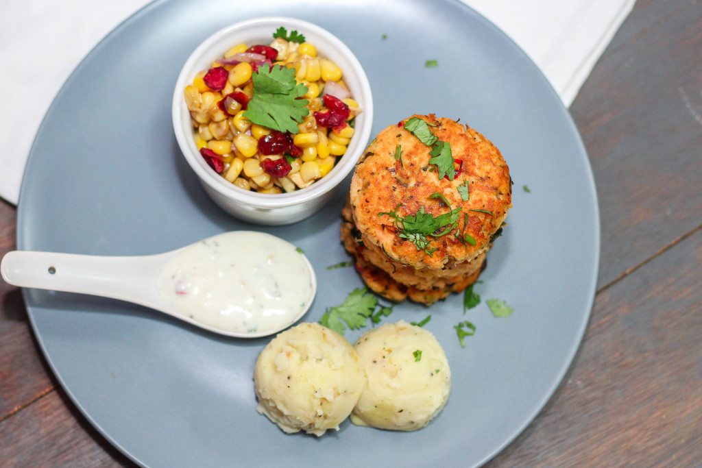 Thai Salmon Cakes and Corn Salad