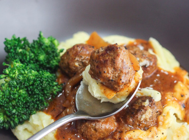 Salisbury Meatballs and Mashed Potatoes