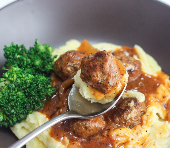 Salisbury Meatballs and Mashed Potatoes