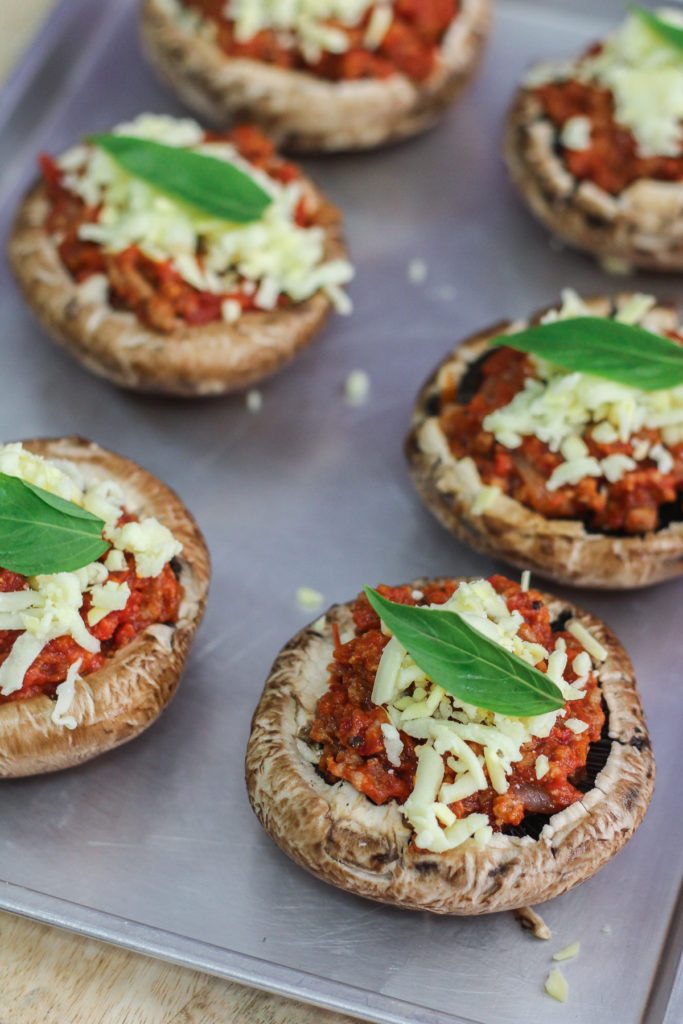 Cheesy Bolognese Stuffed Mushrooms