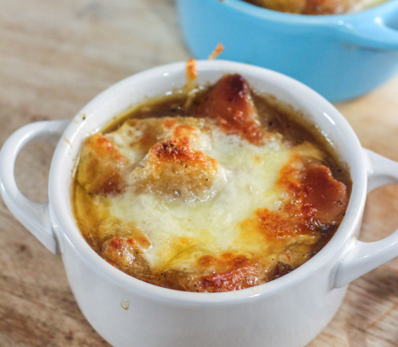 French Onion Soup with Garlic Croutons