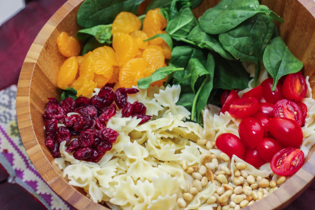 Farfalle with Spinach and Orange Salad