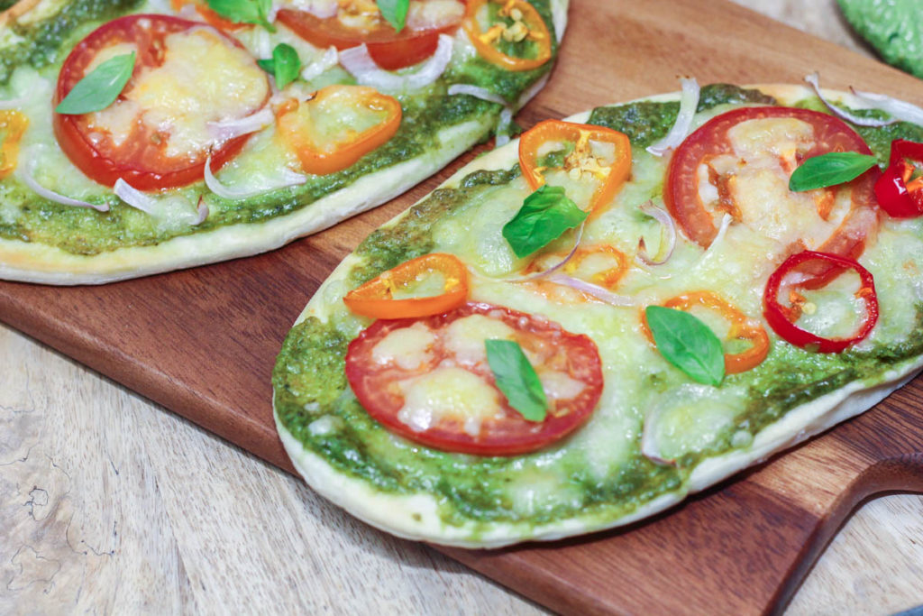 Delicious Pesto Naan Pizza