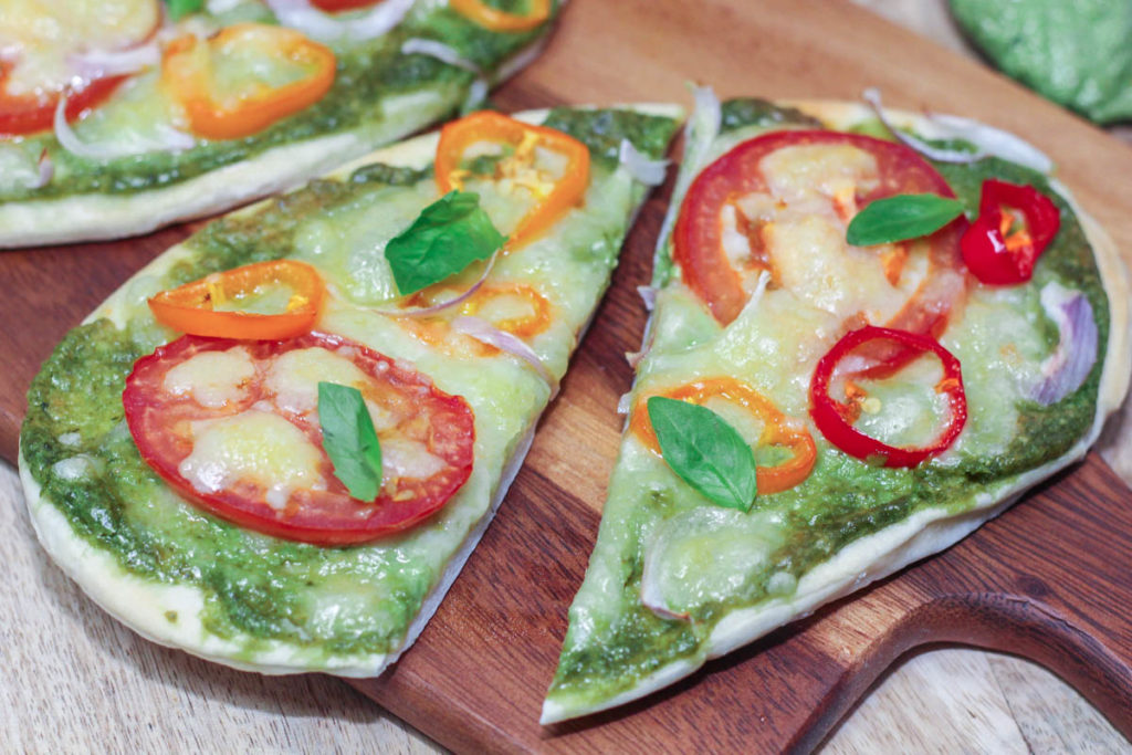 Delicious Pesto Naan Pizza