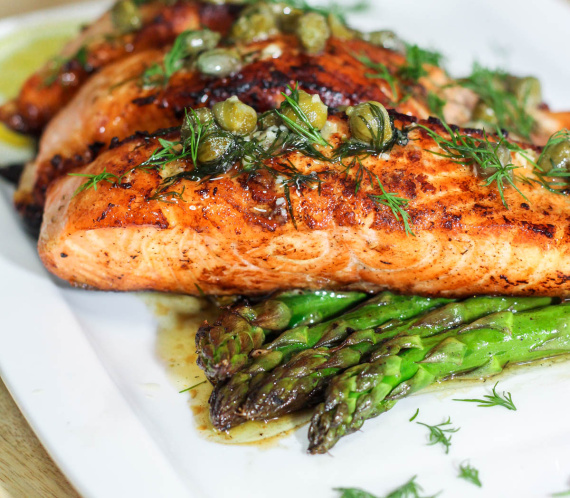 Salmon with Lemon Caper Butter
