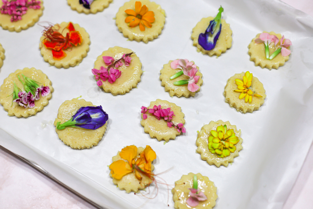 Edible Flower Lemon Shortbread Cookies