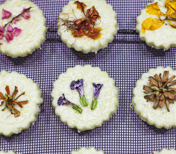 Edible Flower Lemon Shortbread Cookies