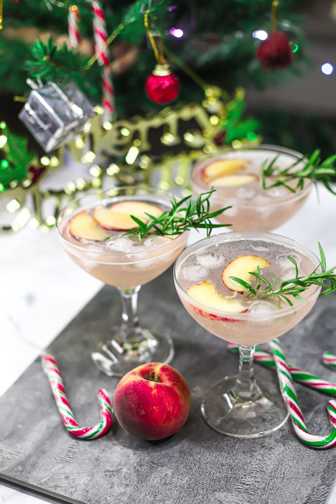 Sparkling Rosemary Peach Mocktail