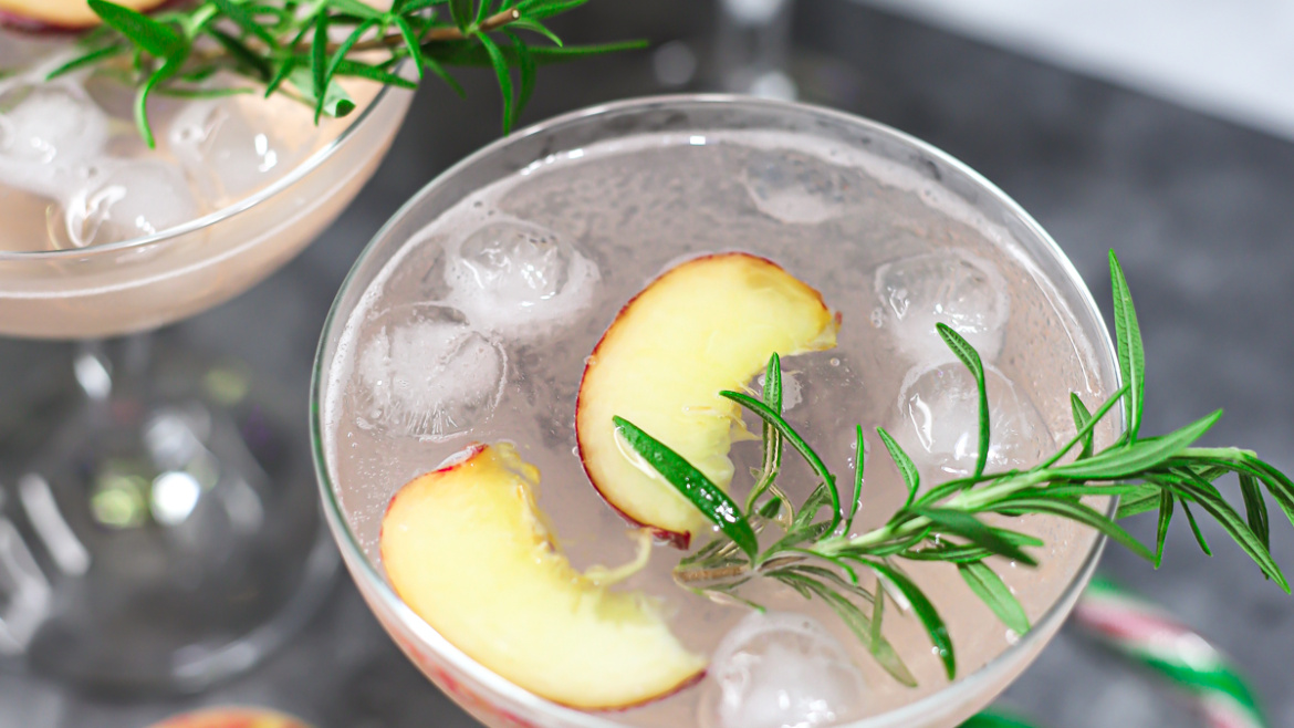 Sparkling Rosemary Peach Mocktail