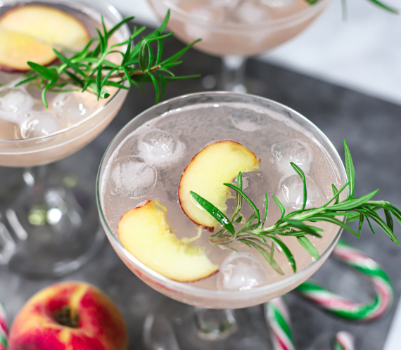 Sparkling Rosemary Peach Mocktail