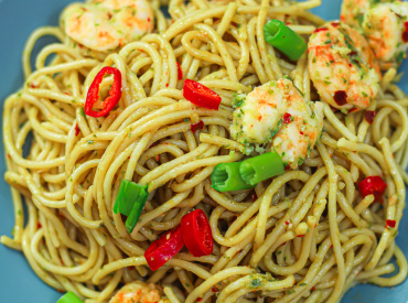Delicious Asian Prawn Spaghetti