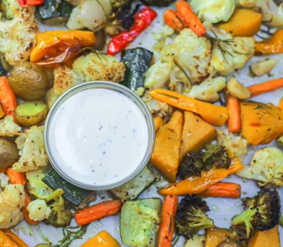 Roasted Vegetable with Creamy Garlic Dressing