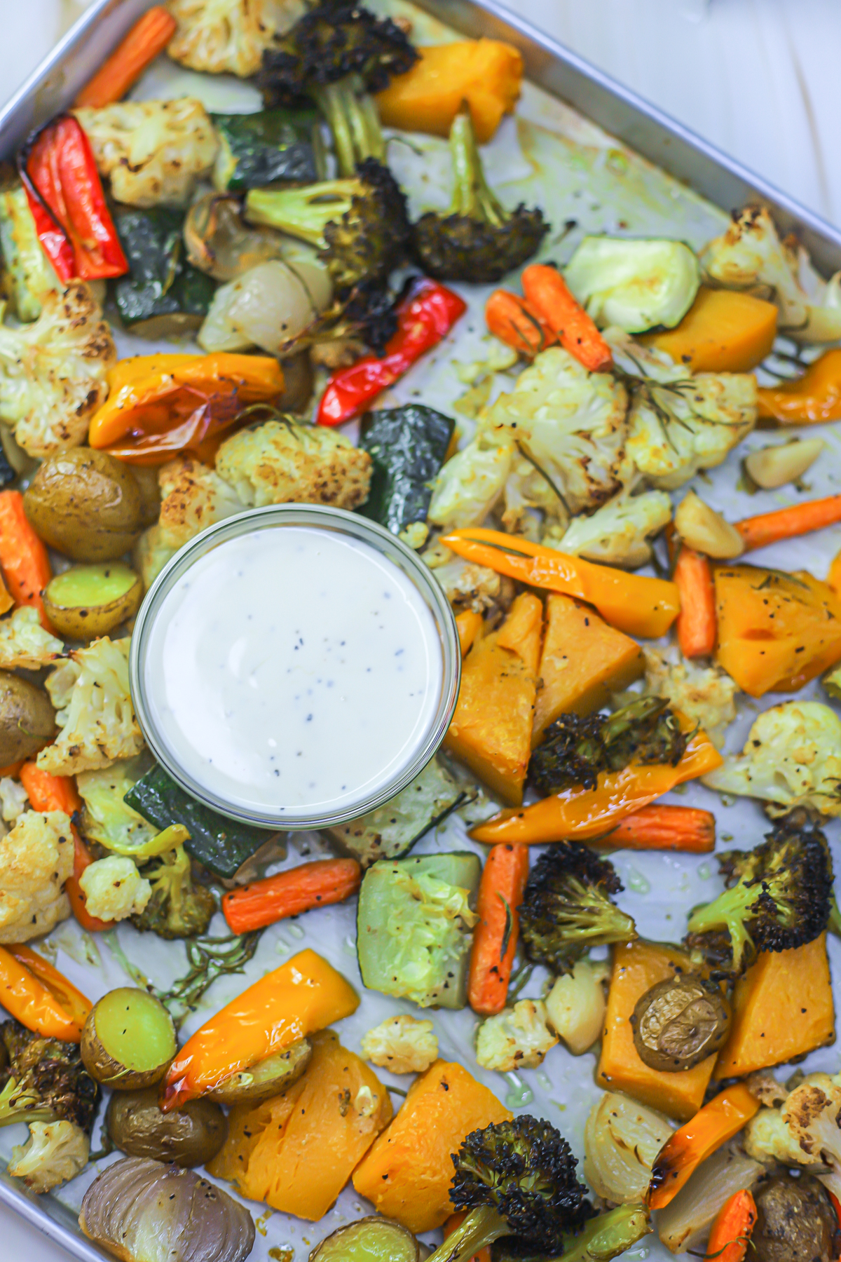 Roasted Vegetable with Creamy Garlic Dressing