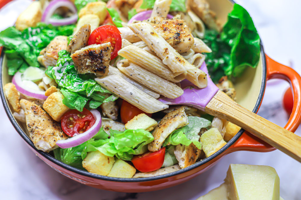 Chicken caesar pasta salad